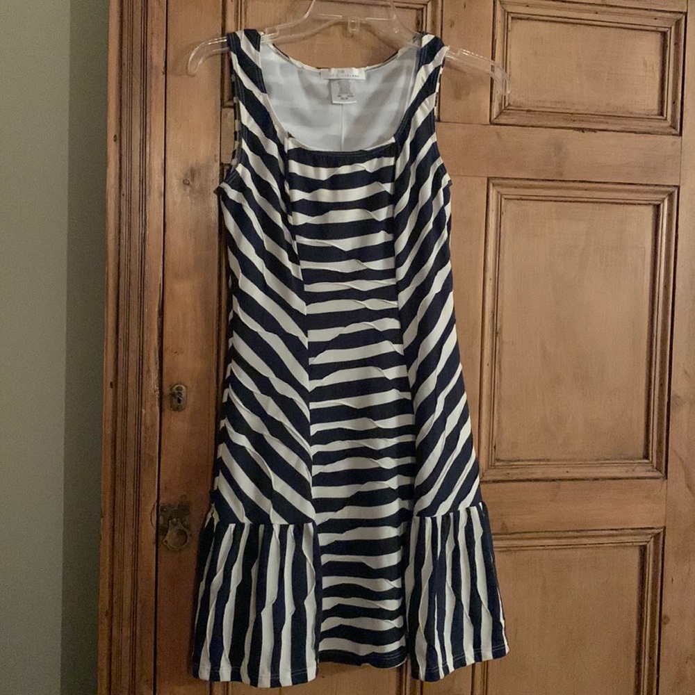 Papillon Blanc Navy and White Striped Dress